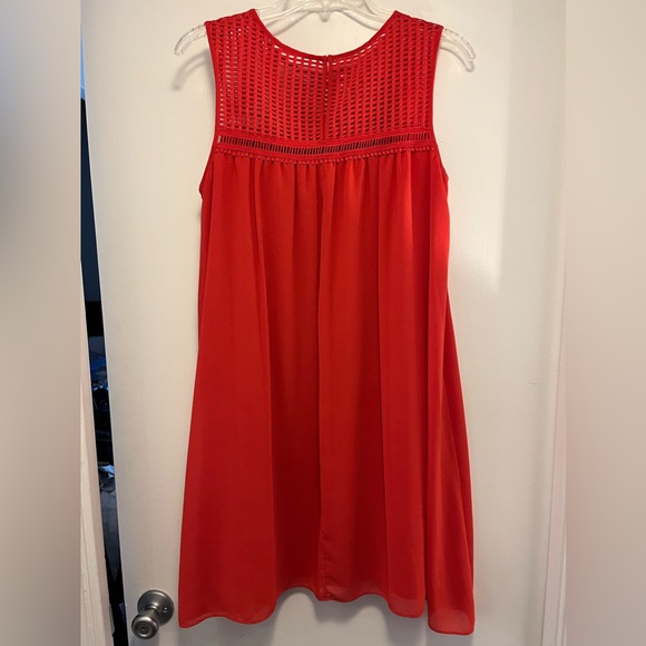 Max Studio Red/Orange Midi Overlay Dress - Size Small - Picture 5 of 6